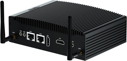 HISTTON Fanless Mini PC Industriële PC, Dual Core Core i5-8265U, DDR4 16GB RAM 512GB SSD, 2 RS232 COM, 2 LAN, 2 HD Dual Output, USB3.0, Dual WiFi, BT4.2, Mini Desktop PC, Windows 11 Pro Mini Computer