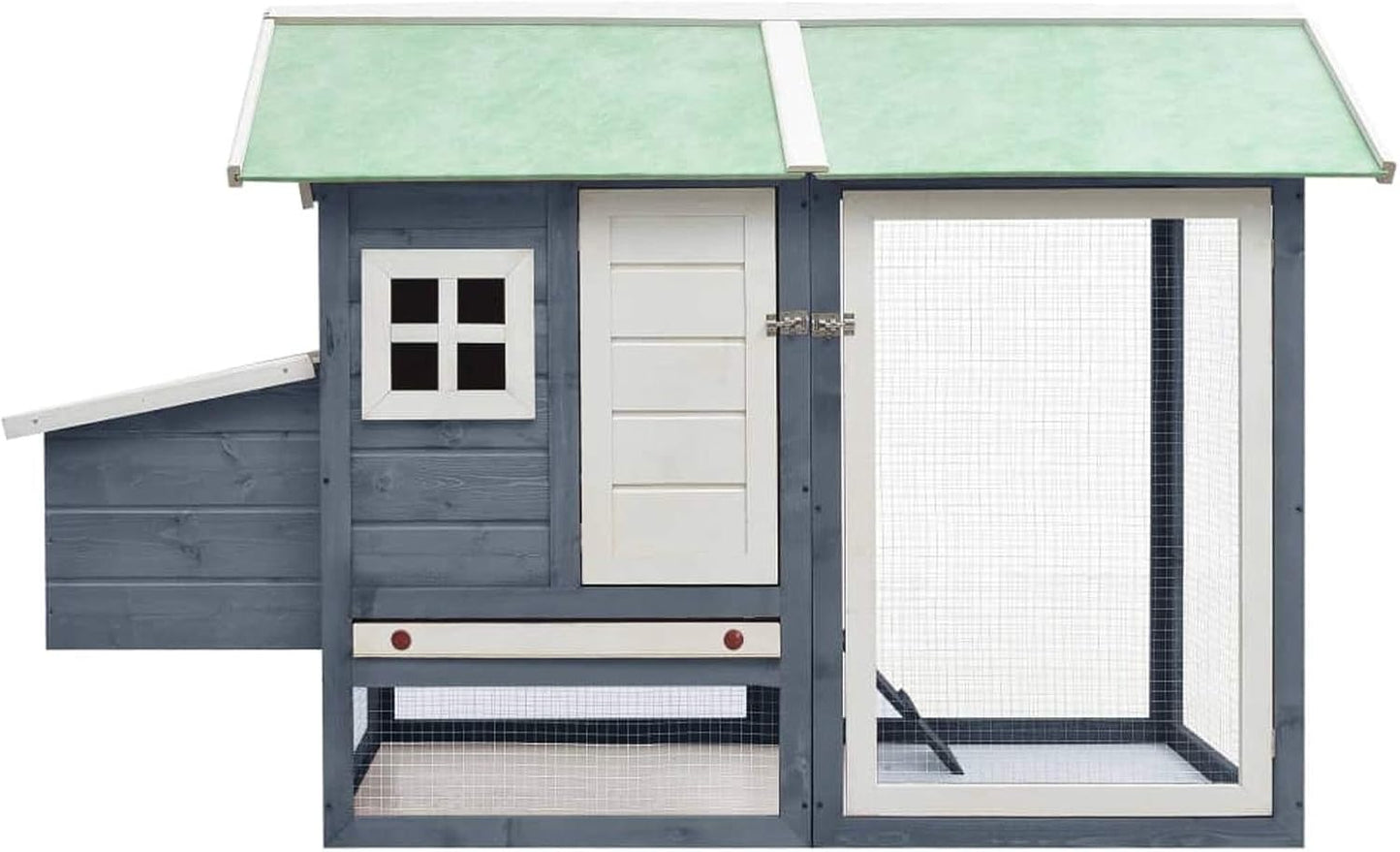 Kippenhok – Kippenkooi – Pluimveeverblijf – Kippenren – Konijnenhok – Stevig Houten Frame – Uitschuifbare Lade – Ventilatiegaas – Waterbestendig Dak – 170x81x110 cm