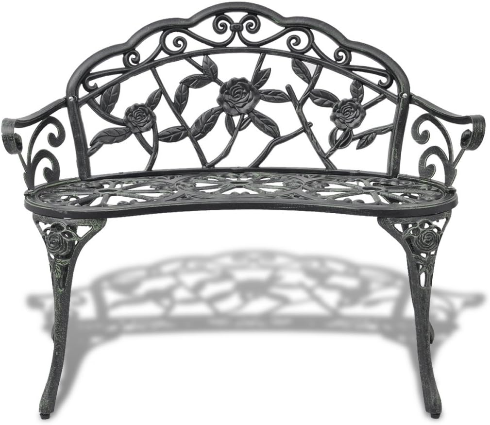 Festnight garden bench garden bench bench parking bench made of cast iron aluminum 100 x 54 x 80 cm space for up to 2 people - green - QUORE