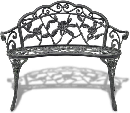 Festnight garden bench garden bench bench parking bench made of cast iron aluminum 100 x 54 x 80 cm space for up to 2 people - green - QUORE