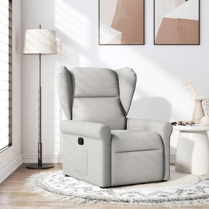 Relaxstoel – Fauteuil – Loungestoel – TV Stoel – Ligstoel – Wolkengrijs Stof – Handmatige Ligfunctie – Stevig Hout-Metaal Frame