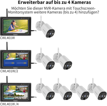 Bewakingscamera – Camerabewaking – Buitencamera – Huisbeveiliging – Babyfoon – 7 Inch Touchscreen Monitor – 2K HD Resolutie – Uitbreidbaar Geheugen 2 TB
