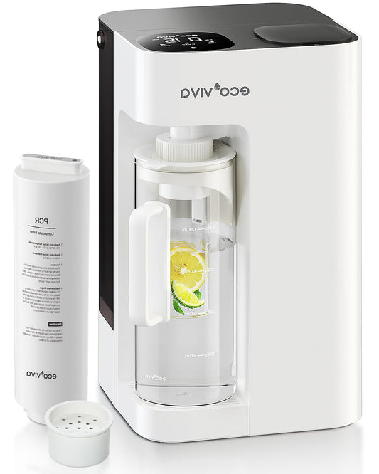 Ecoviva MATE3 Table Reverse Osmosis System for Drinking Water, White - QUORE