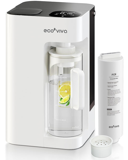 Ecoviva MATE 3 Tafelopstelde omgekeerd osmose systeem voor drinkwater - Omgekeerde osmose waterfilter, automatische waterstroom, 8-fasige filtratie, economische verhouding 3:1, TDS monitor, dispenser