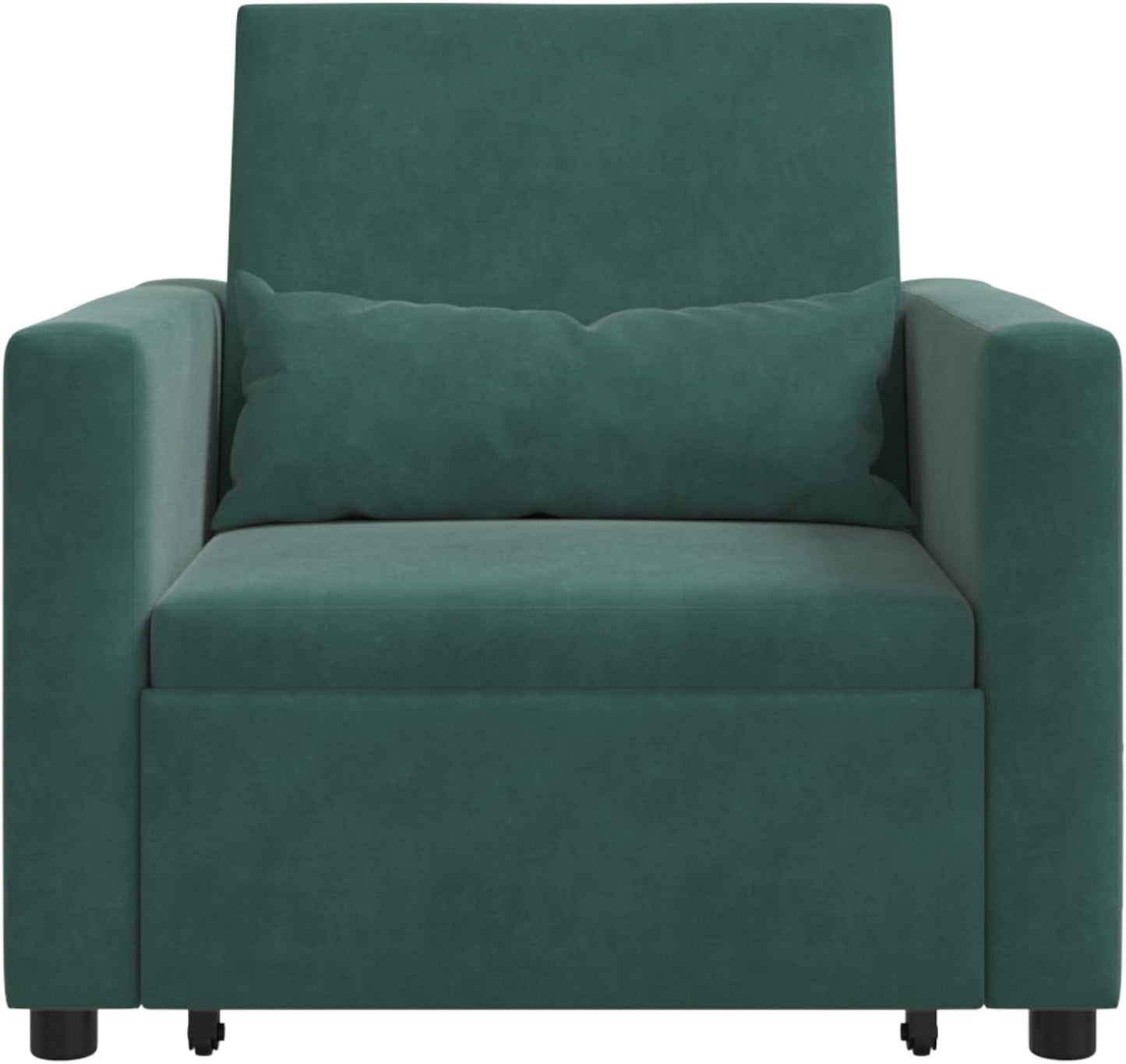 Donkergroene Fluwelen Stoel – Slaapbank – Omvormbare Zitplaats – Relaxstoel – Logeerbed – Comfortabele Boxkussens – Ruimtebesparend Design