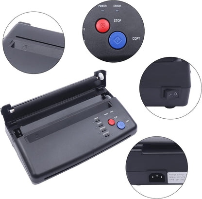 Tattoo machineset, tattooprinter, thermische printer, tatoeageoverdracht, papiertransfermachine, printer, kopieerapparaat, thermische printer voor tijdelijke tatoeages, zwart