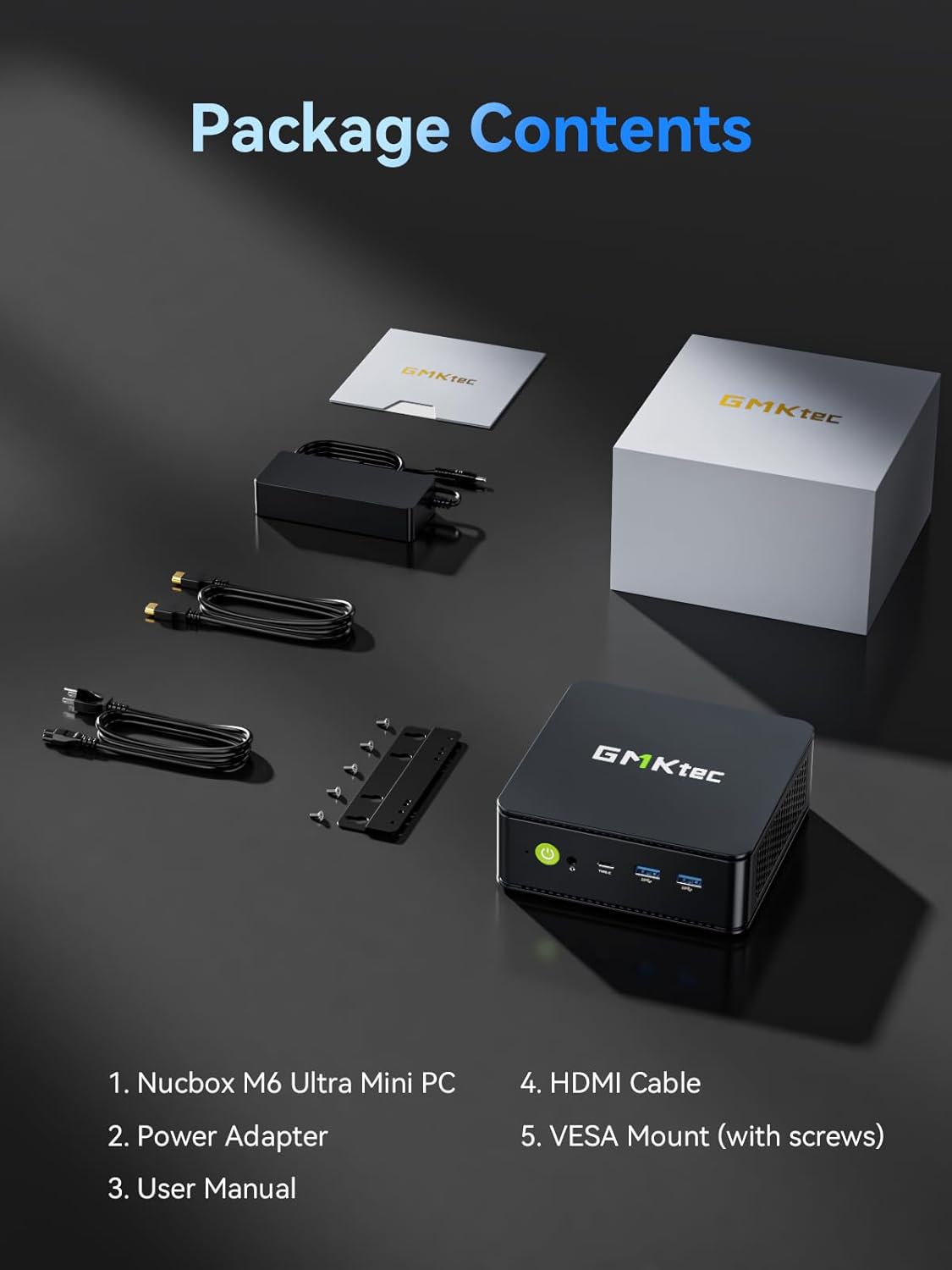GMKtec M6 Ultra Gaming Barebone Mini-PC Ryzen 5 7640HS (aufgerüstet auf 6600H/6800U), KEIN RAM, KEINE SSD, Dual-NIC-LAN 2,5 GbE Mini-Computer, dreifaches 4K-Display, WiFi 6, USB4, BT 5.2, DP