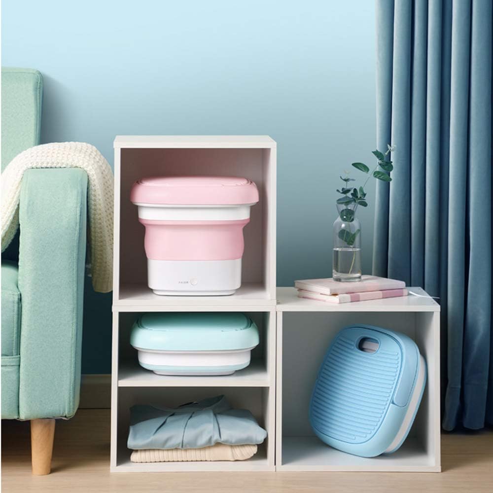 Mini Foldable Washing Machine, Portable Turbo Washing Machine, With Foldable Bath Compact Ultrasonic Turbine Washer for Travel Camping Home Apartment RV,Cyan,sterilizable - QUORE
