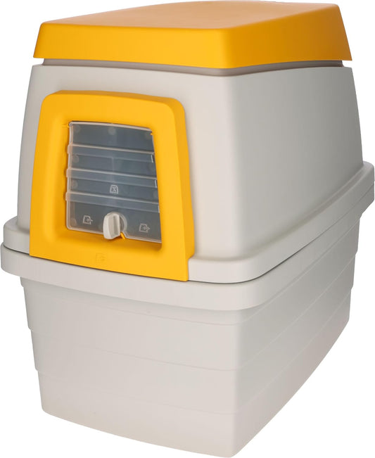 Kerbl Pet Bunny Base-bakset, weerbestendig outdoor konijnenhuis met 2 etages, met hol, 4-weg deur, hooilp, voederdispenser, waterdispenser, als transportbox te gebruiken