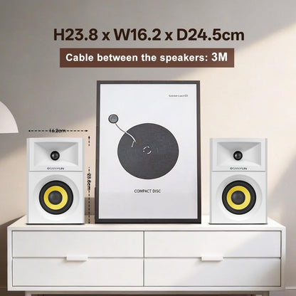 Actieve Boekenplankluidsprekers – Speakers – Luidsprekers – 2.0 Speakers – Near-Field Monitors – Wit – 80W Vermogen – DSP Ruimtelijk Geluid