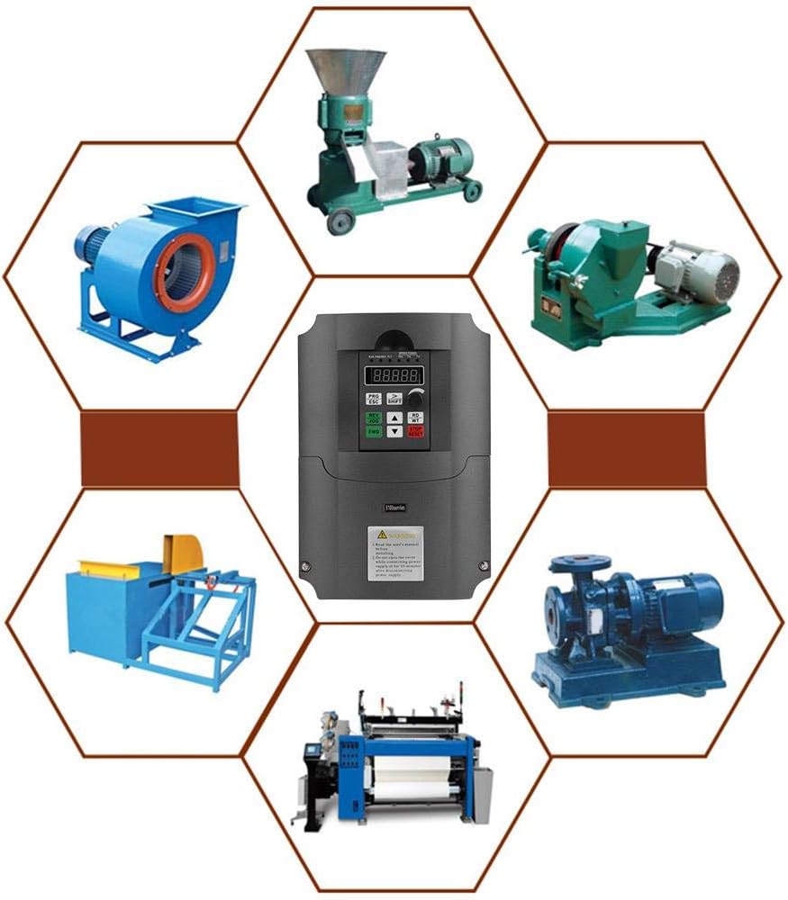 NFLIXIN Frequentieomvormer 7.5KW, Eenfasige 220V naar Driefasige 380V, PWM Besturing, Aluminium Koeling, 220x170x150mm