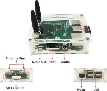 All-New Upgraded Duplex DMR Hotspot WLAN Ehternet Port gemonteerd Radio Station WiFi Digital Voice Modem Support DMR Dstar YSF P25 Fusion Antenna Raspbery P Model 2B Two Colors OLED 2 TimeSlots
