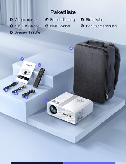 Beamer Full HD 5G WiFi Bluetooth, WiMiUS 9500 lumen 1080p beamer ondersteunt 4K video thuisbioscoop projector