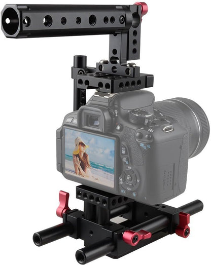 CAMVATE Camera Cage Rig Top Handvat Statief Mount Plaat voor Nikon Sony Panasonnic (rood)