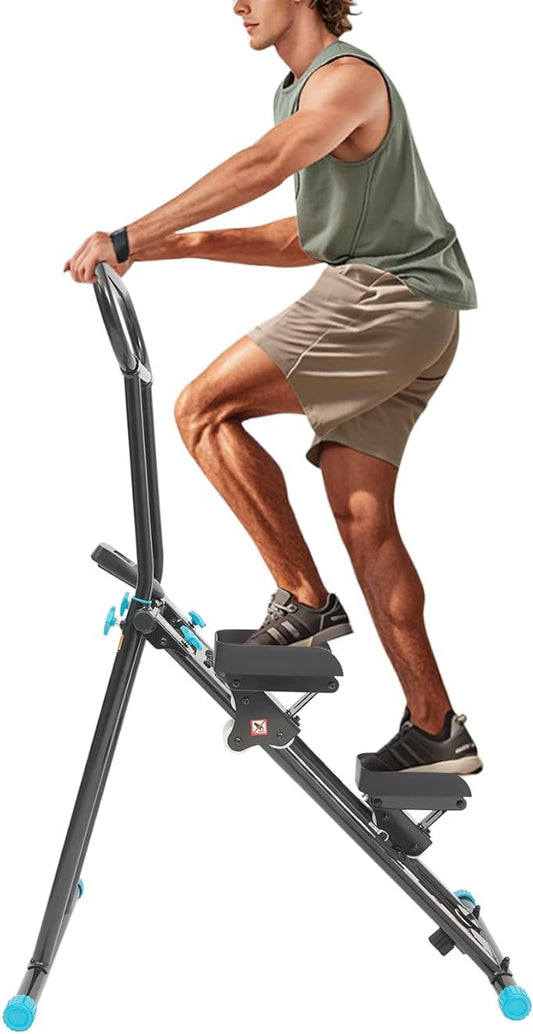OUKANING Silent Folding Stepper for Home, Folding Climbing Machine with LCD Display and 136 kg Load Capacity, Space Saving Stair Stepper with Non-Slip Pedals for Full Body Training - QUORE