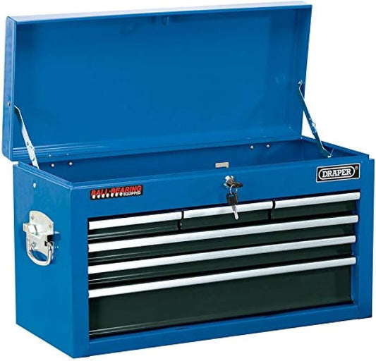 Draper Tools 51690 Gereedschapskist met zes lades smal patroon, blauw