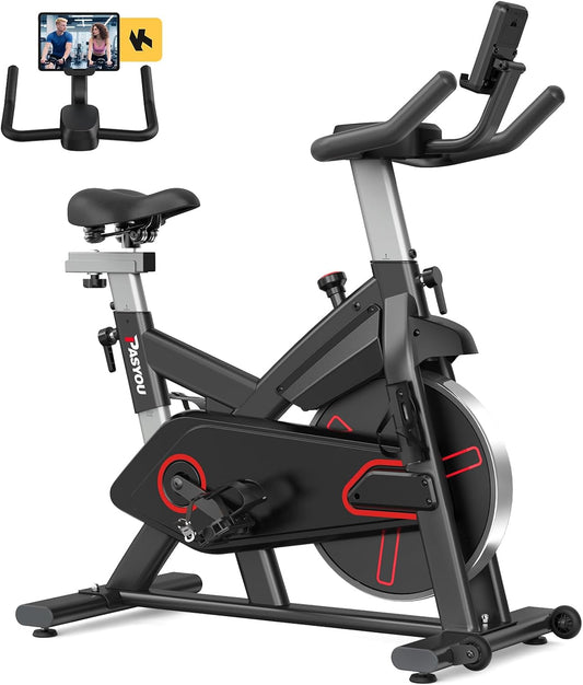 PASYOU Hometrainer, Indoor Spinning Bikes Voor Thuisgebruik, Hometrainer met Magnetische Weerstand, Spinning Bikes met LCD-scherm en Tablethouder, Fitnessfiets van 136kg/300lb