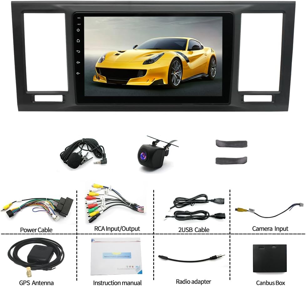Android 14 autoradio voor T6 Transporter Multivan 2016-2022, 2 DIN radio met CarPlay Android Auto, 9-inch IPS touchscreen met Bluetooth navigatie WiFi FM/RDS achteruitrijcamera, 2+32G
