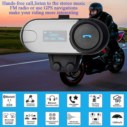 FreedConn Motorfiets communicatiesysteem, helm bluetooth intercom, helm headset (800 m bereik, zodat draadloos bellen,mp3-muziek beluisteren, FM-radio (2 set met zachte kabel)