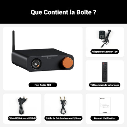 Fosi Audio ZD3 DAC Voorversterker, Volledig Gebalanceerde Digitaal naar Analoog Audioconverter met ES9039Q2M, Bluetooth/USB/Optical/COAX/TV HDMI ARC-Ingang, XLR/RCA Uitgang, met Afstandsbediening