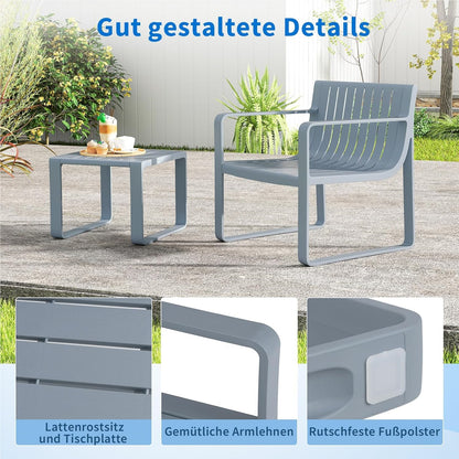 Tuinmeubelset 2-Delig – Balkonset – Tuinstel – Terrasmeubilair – Tuinstoel Met Tafel – Weerbestendig PP Materiaal – Ergonomische Stoel
