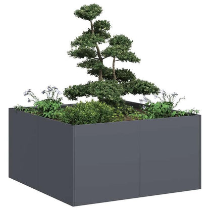Plantenbak – Bloembak – Tuinbak – Moestuinbak – Balkontuinbak – Antraciet – Koudgewalst Staal – 80x80x40 cm – Weerbestendig & Verhoogd Plantbed