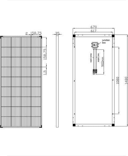 enjoy solar® Monokristallijn zonnepaneel 200W 12V, PERC 9BB – Ideaal voor campers, balkoninstallaties, tuinhuisjes, boten (Zwarte Rand)