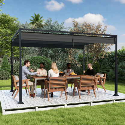 Pergola – Tuinoverkapping – Prieel – Terrasoverkapping – Balkonoverkapping – 3 x 3 meter – Stevig Metalen Frame – Verstelbare Schaduw