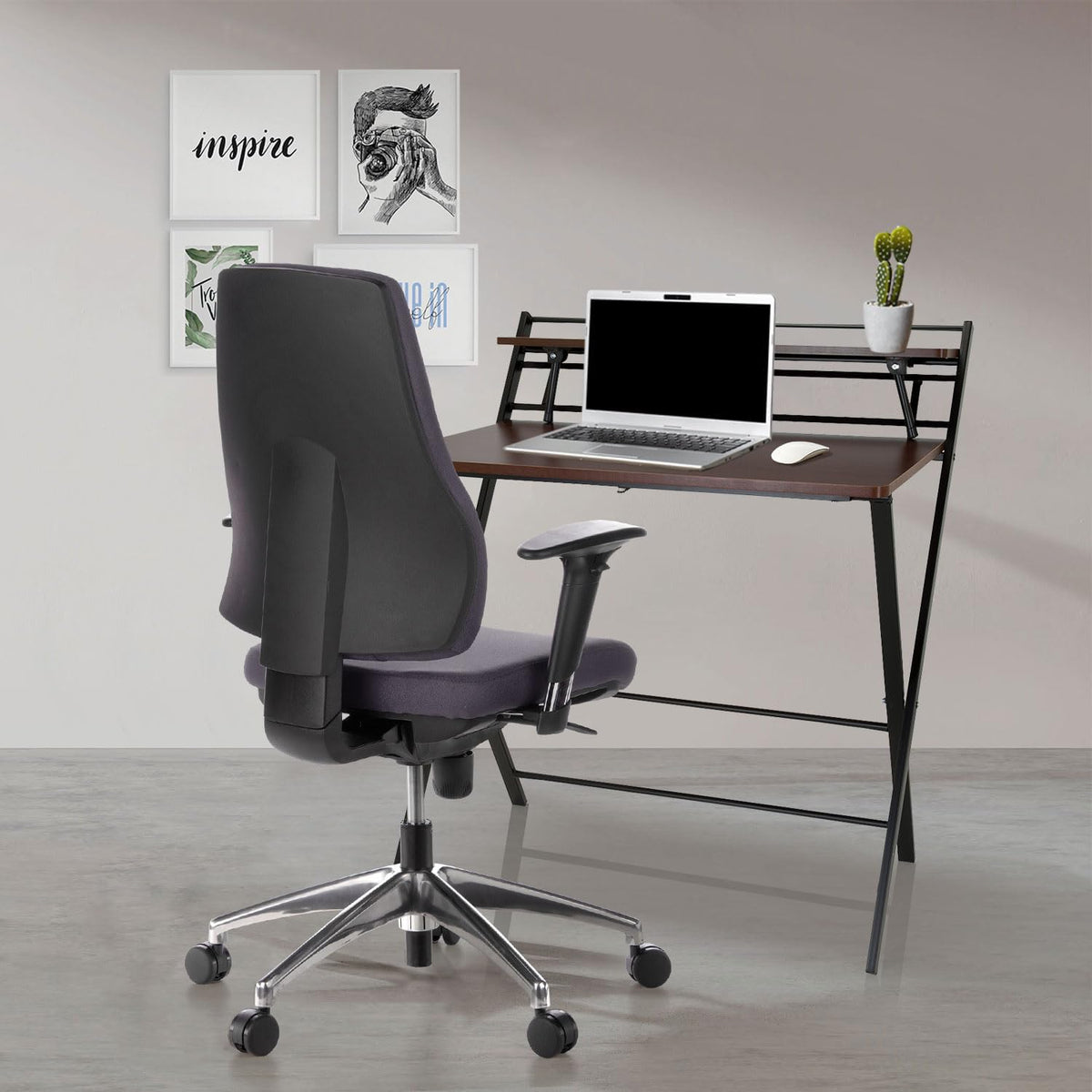 hjh OFFICE PRO-TEC 200 Bureaustoel, Ergonomische Rugleuning in 5 Standen Verstelbaar, In Hoogte Verstelbare Armleuningen met Softpads, Antraciet