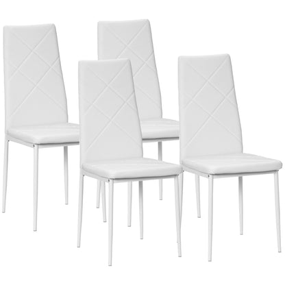 Eetkamerstoel – Keukenstoel – Stoel – Kuipstoel – Gestoffeerde Stoel – Set Van 4 – Kunstleer Wit – Stalen Onderstel – Comfortabel & Duurzaam
