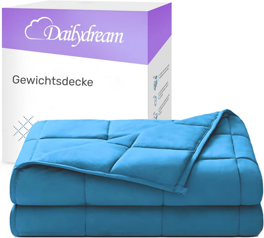 Dailydream therapiedeken | 155x200 | 11 kg | Blauw | 100% katoen | gevuld met glasparels | zware deken om onder te slapen | Weighted Blanket | therapiedeken