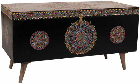 Baul De Madera Pintado Artesanal Negro_ AlexandreHouse