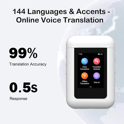 Xupurtlk AI Translation Earbuds Real Time, 120 Offline Pakketten Audifonos Traductores Inglés Español, Taalvertaler Oordopjes met 74 online talen, A8 vertaler apparaat voor reizen/zaken