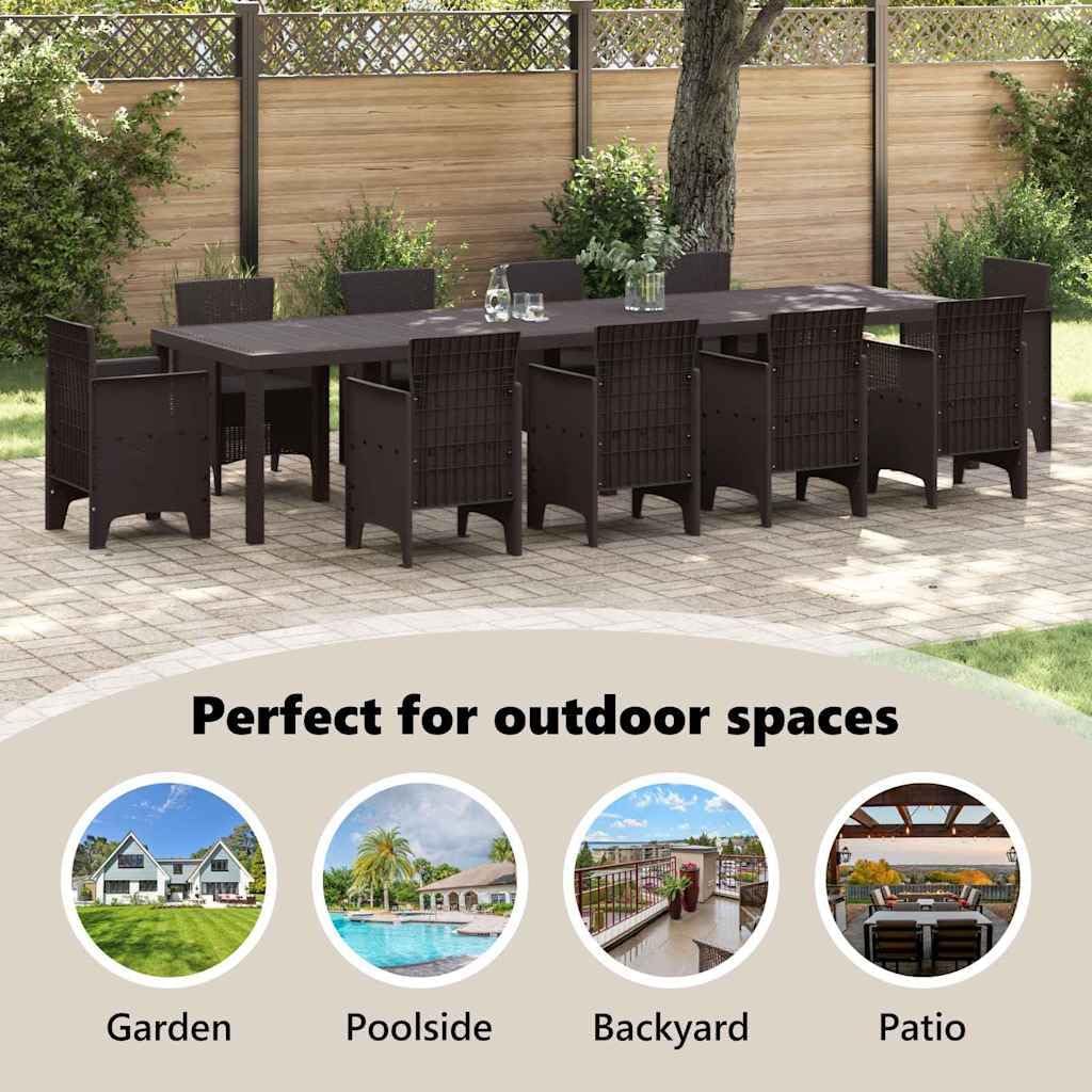 Tuin Eettafel – Buitentafel – Terrastafel – Dining Tafel – Buitenmeubel – Poly Rattan – Weerbestendig – Stevig Stalen Frame – 350x100x73 cm