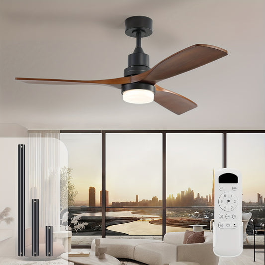 Plafondventilator – Plafondventilator Met Licht – Ventilator Met Afstandsbediening – Plafondventilator Led – Zwarte Ventilator – 52 Inch – 3 Kleurtemperaturen – Reversibele DC Motor