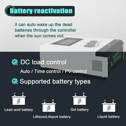 48 V 120A HD Screen Bluetooth MPPT Solar Charger PV 6600 W 12 V/24 V/36 V Meertalige DC150V met Batterij Reactivatie voor RV/Off Grid Systeem