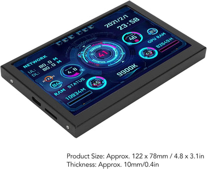 AIDA64 Mini-beeldscherm, USB IPS, 5 inch (13,7 cm) PC, CPU RAM, HDD monitor, gegevens, display, temperatuur, computer, secundair beeldscherm, type C