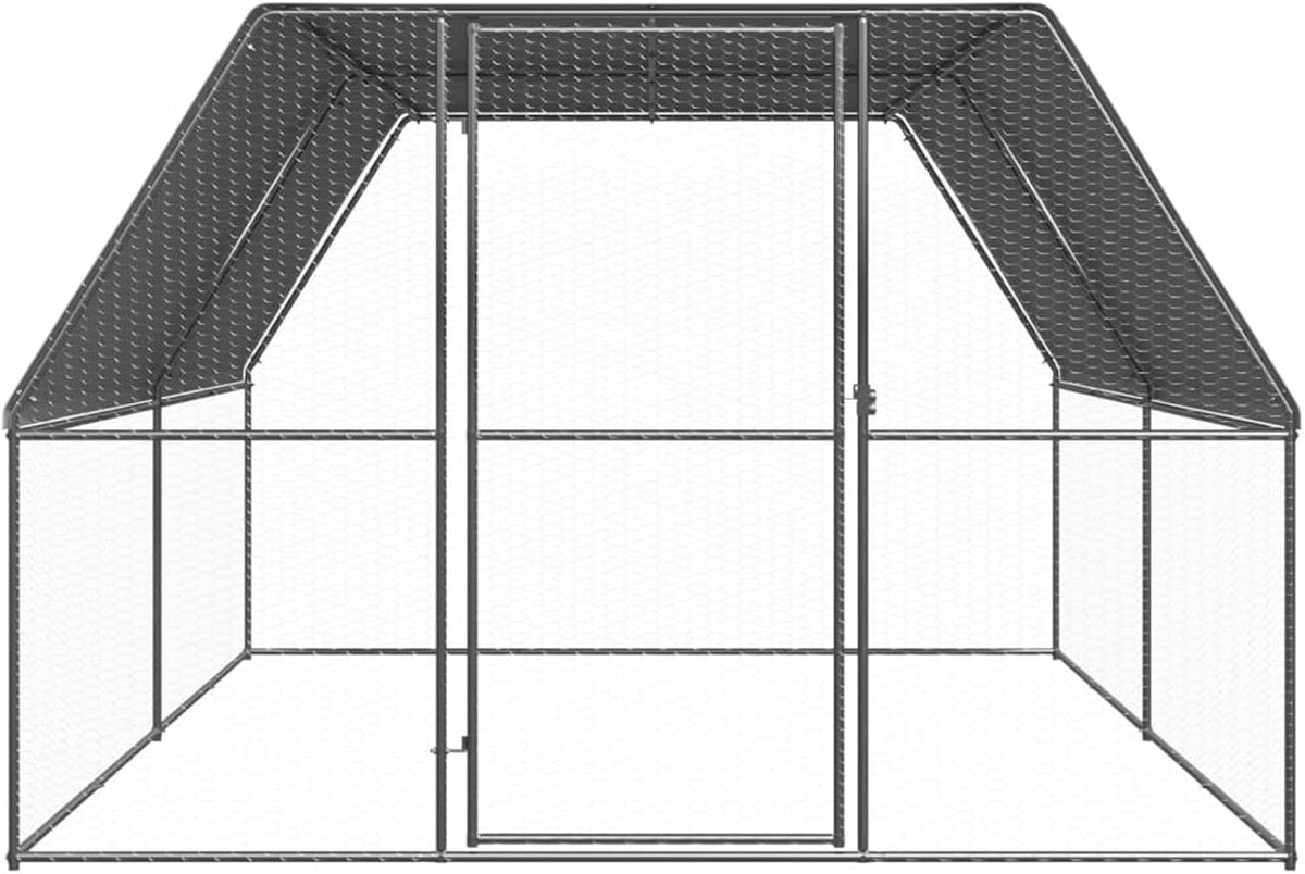 Buitenren Kip – Kippenren – Dierenren – Kippenhok – Buitenkooi – Gegalvaniseerd Staal – 3x4x2 Meter – Waterdicht UV-bestendig Dak