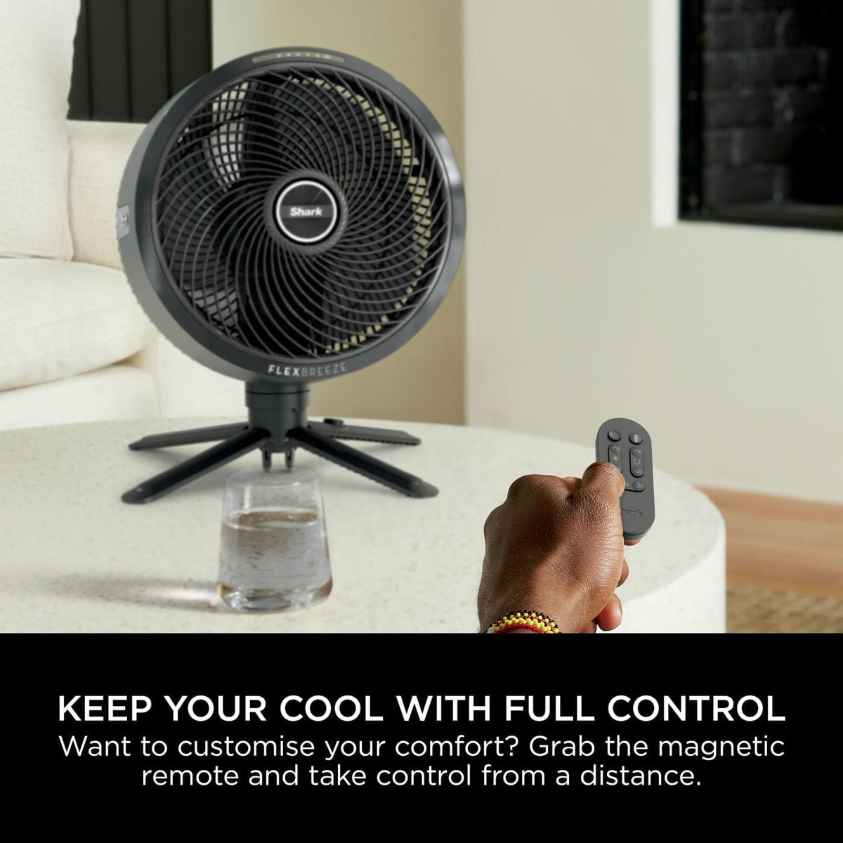 Shark FlexBreeze High-Velocity 12-in-1 ventilator, hybride bedrade en draadloze draagbare koelventilator, binnen en buiten, instelbare kanteling, krachtig en stil, met afstandsbediening en