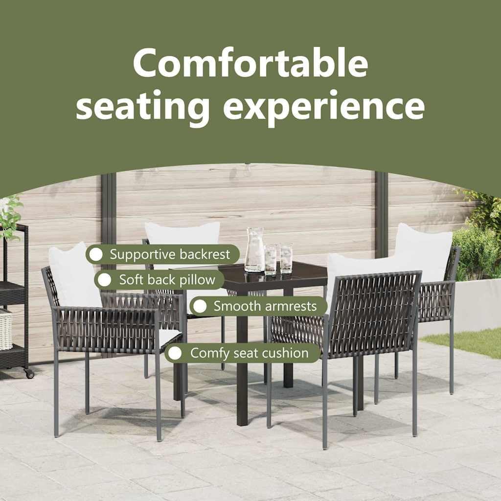Tuinset – Tuinmeubelset – Eettafelset – Balkonsset – Terrasmeubelset – 5-delig – PE Rattan – UV-bestendig – Modern Design – Bruin Zwart