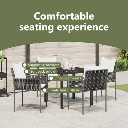 Tuinset – Tuinmeubelset – Eettafelset – Balkonsset – Terrasmeubelset – 5-delig – PE Rattan – UV-bestendig – Modern Design – Bruin Zwart