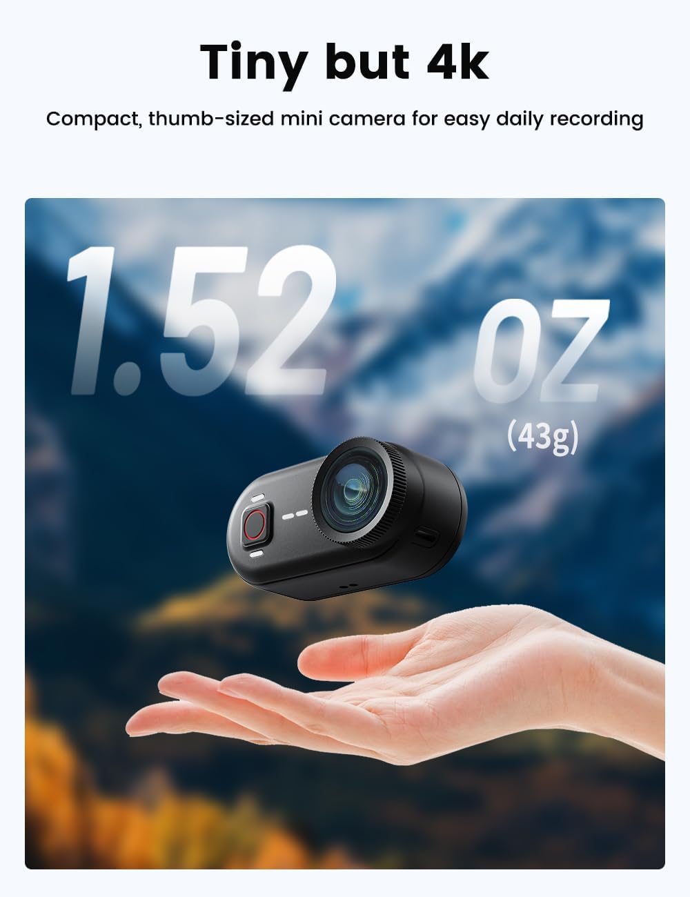 Apexcam K80 Kleine POV sportcamera met ingebouwd geheugen 64 GB 4K WiFi draagbare vlogging camera met EIS 10 m waterdicht watercamera met loop-opname en uitbreidingsmodule 1300
