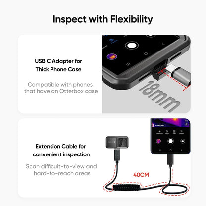 HIKMICRO Mini2 thermische camera Android, 256x192 IR-resolutie, warmtebeeldcamera voor Android, 25 Hz vernieuwingsfrequentie, 50 ° groothoek, 49.152 pixels, -20°C tot 350°C, USB-C (niet voor iPhone)