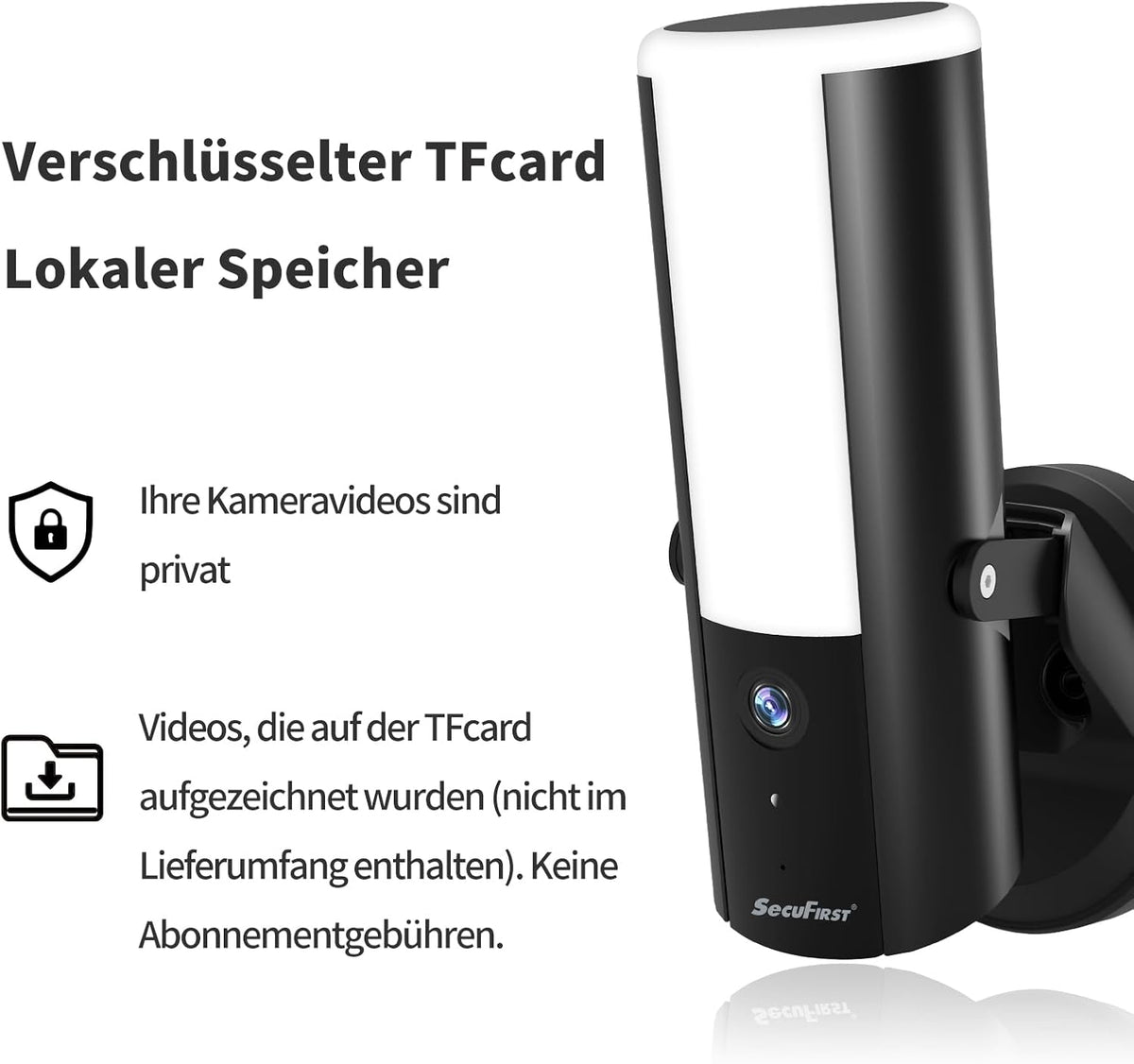 SecuFirst Beveiligingscamera's met Wandlamp, Video Camera Beveiliging met Bewegingssensor Buiten, Security Bedraad Buitenlicht,900 lm, 10 W, 2K buitenbewaking met LED-spotlight, set van 2