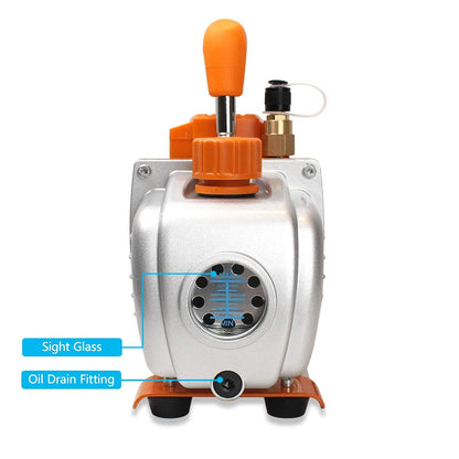 BACOENG Vacuümpomp, 12 liter, met 85 l/min, eentraps vacuümpomp, onderdrukpomp met manometer HVAC