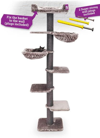 Krabpaal – Kattenboom – Klimpaal – Krabmeubel – Speeltoren – Hoogte 224 cm – Dikke 12 cm Sisalstammen – Kleur Cappuccino