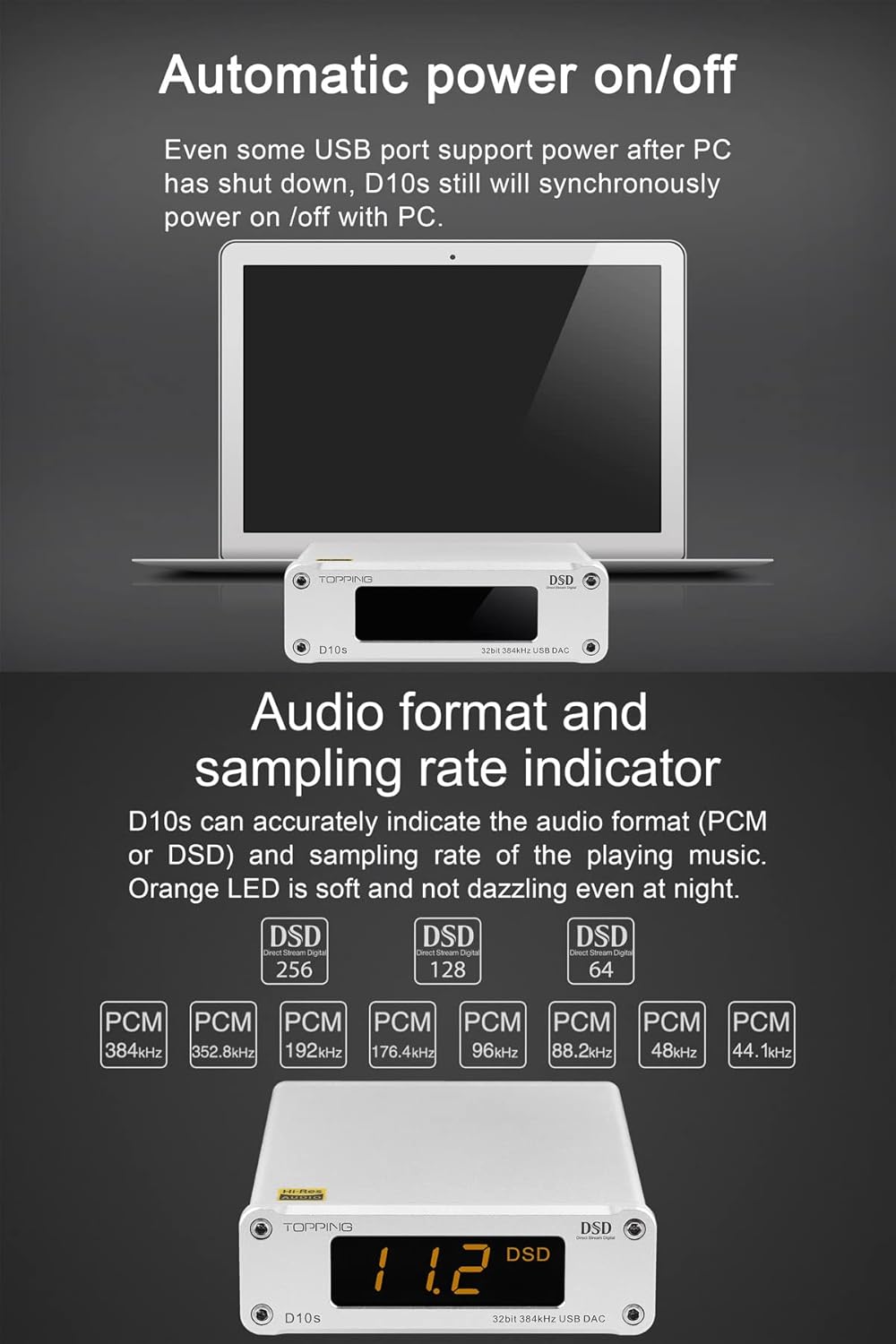USB DAC Zwart – Digitale Naar Analoog Converter – Digitale Audio Decoder – Audio Omzetter – Externe Geluidskaart – Ondersteuning Voor PCM384kHz En DSD256 – Automatische Aan En Uit Met Pc
