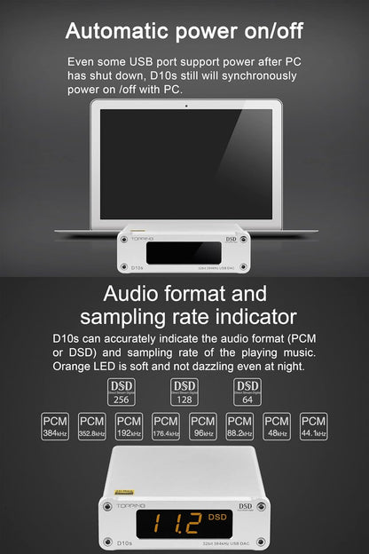 USB DAC Zwart – Digitale Naar Analoog Converter – Digitale Audio Decoder – Audio Omzetter – Externe Geluidskaart – Ondersteuning Voor PCM384kHz En DSD256 – Automatische Aan En Uit Met Pc