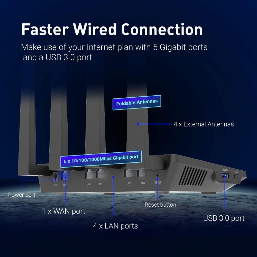 GL.iNet GL-AX1800 (Flint) WiFi 6-router - Dual-band Gigabit draadloze internetrouter | 5 x 1G Ethernet-poorten | Tot 120 apparaten | Geweldige OpenVPN- en WireGuard-snelheid | WPA3-beveiliging | MU-MIMO | 802.11ax