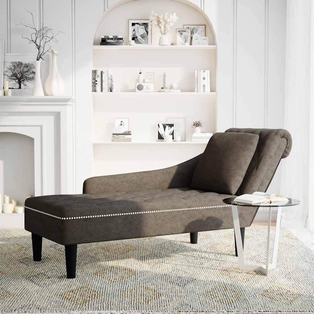 vidaXL Chaise longue cushion and right armrest leatherette dark gray,chaise lounge chair,chaise lounge chair,lounge chair,chaise lounge chair